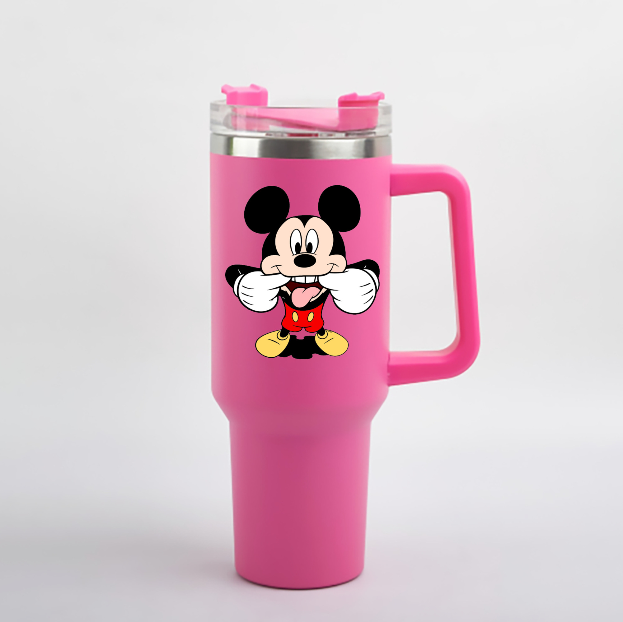 （画像用） ミッキーマウス Mickey Mouse 1200mL車用タンブラー - クリスタルステッカー（プラスチックストロー付き）